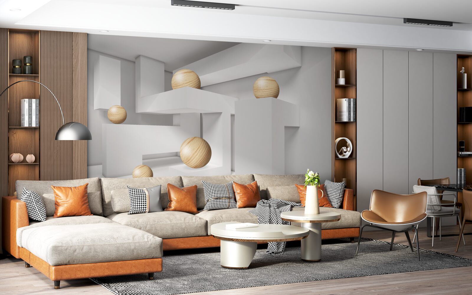 Фотошпалери золоті кулі на плінтусах