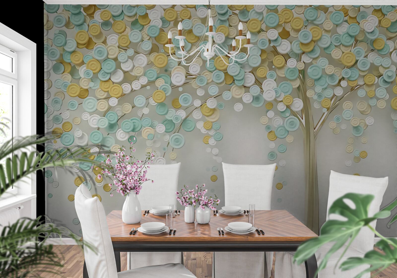 Фотошпалери сяйво літніх відтінків на деревині