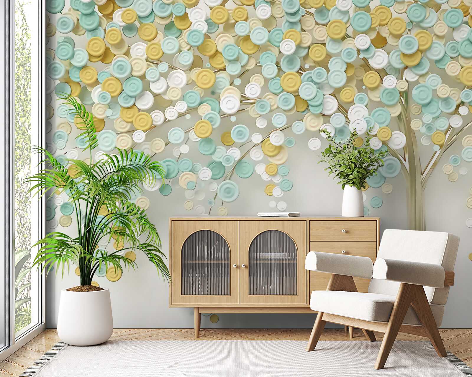 Фотошпалери сяйво літніх відтінків на деревині