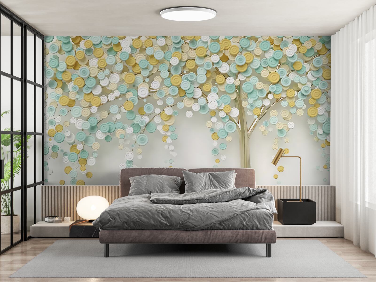 Фотошпалери сяйво літніх відтінків на деревині