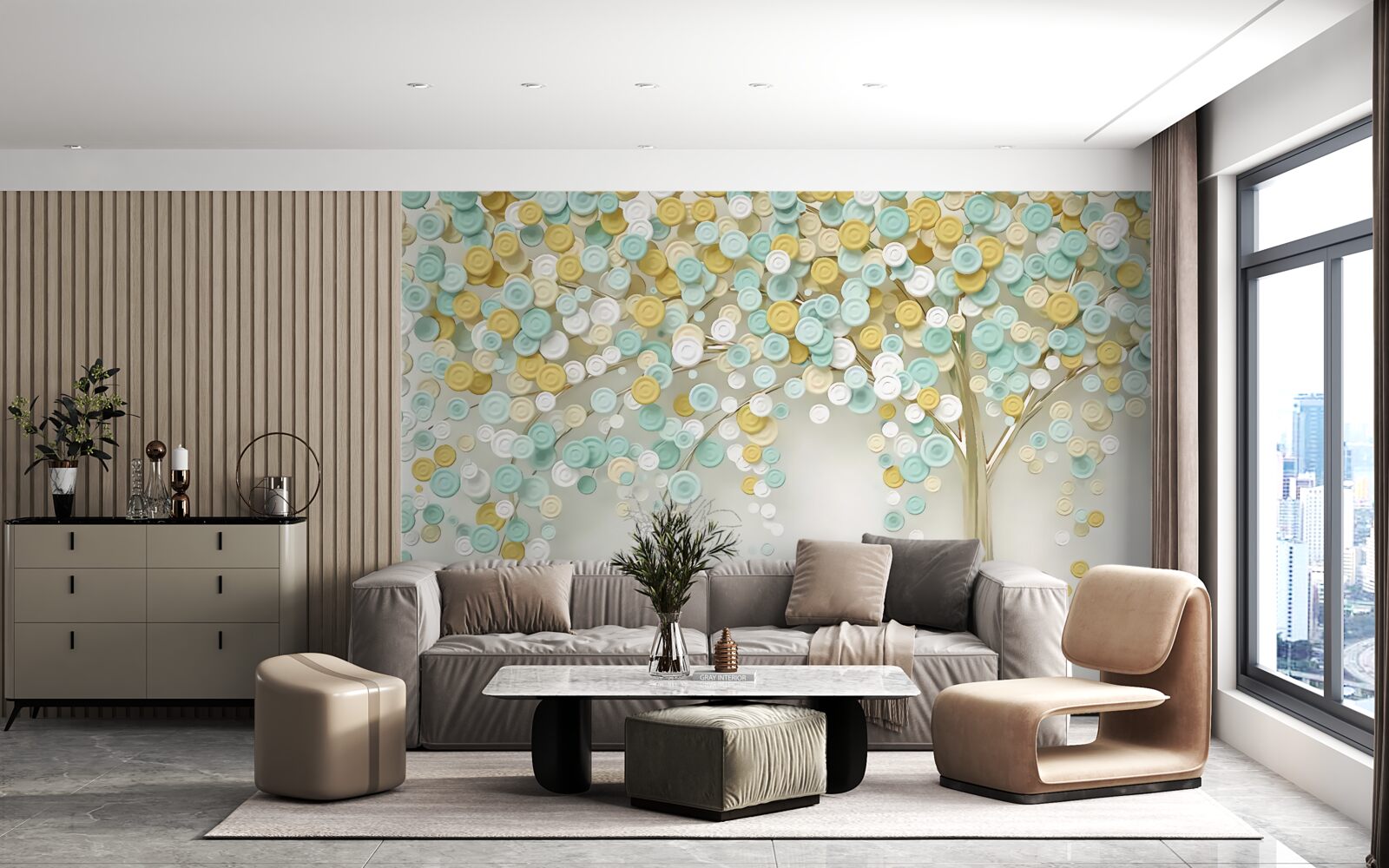 Фотошпалери сяйво літніх відтінків на деревині