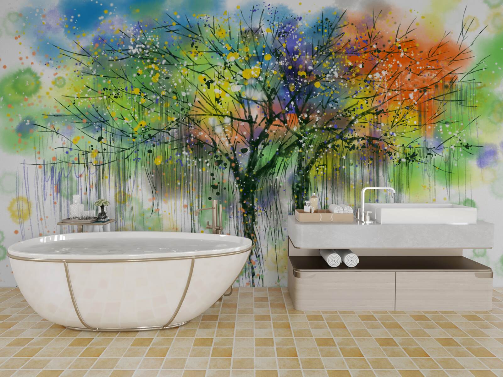 Фотошпалери Осінній ліс сповнений яскравих кольорів