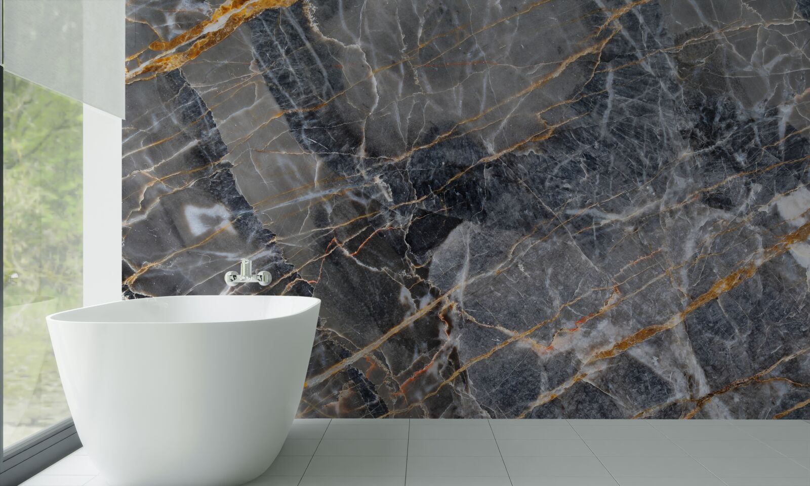 Фотошпалери чорний мармур із золотими прожилками