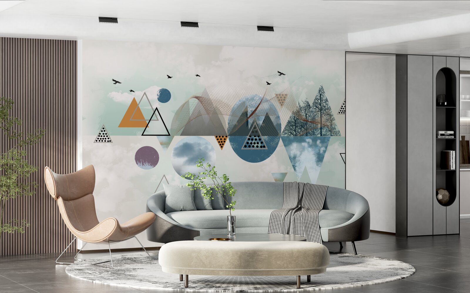 Фотошпалери ліс у горах і простір блакитного неба