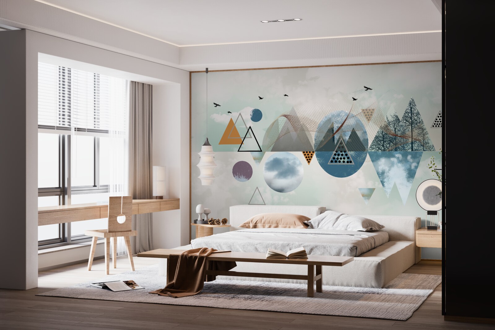 Фотошпалери ліс у горах і простір блакитного неба