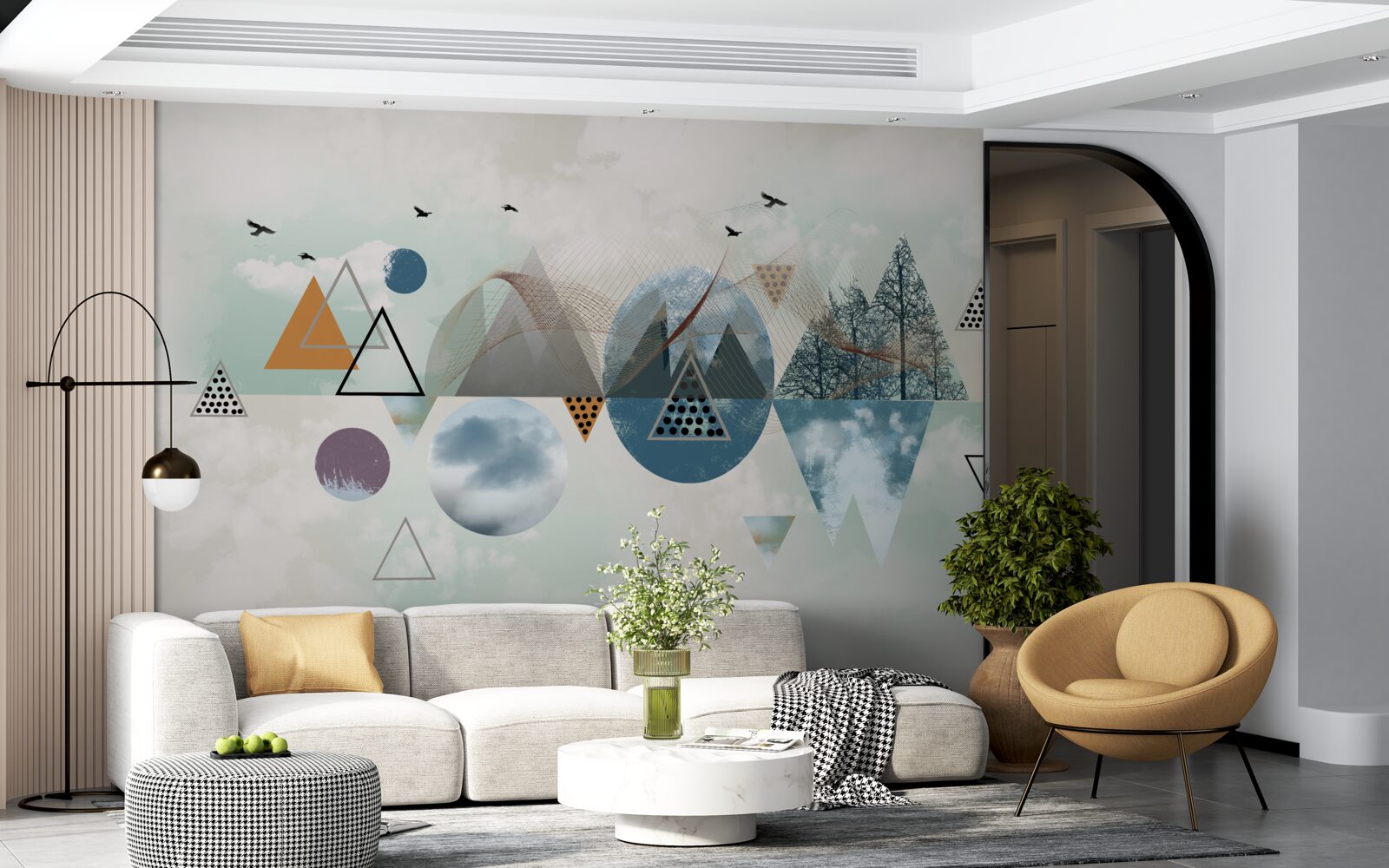 Фотошпалери ліс у горах і простір блакитного неба