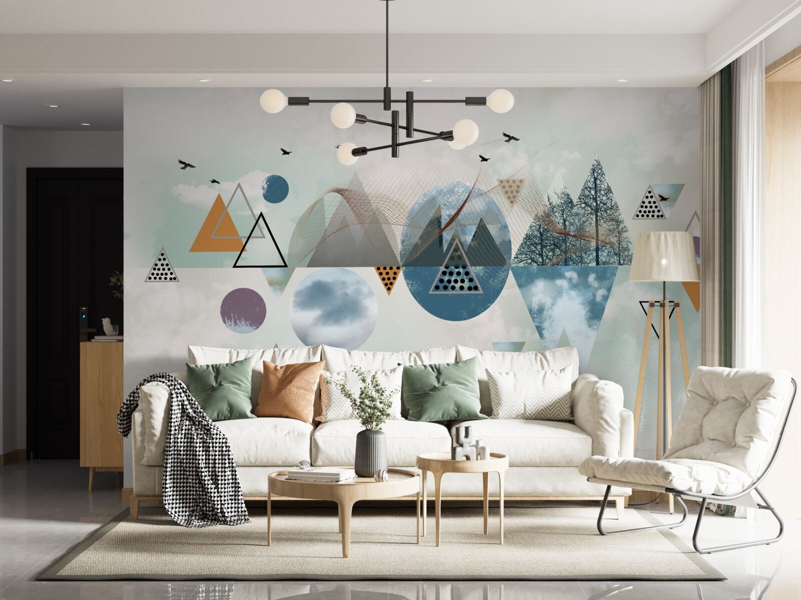 Фотошпалери ліс у горах і простір блакитного неба