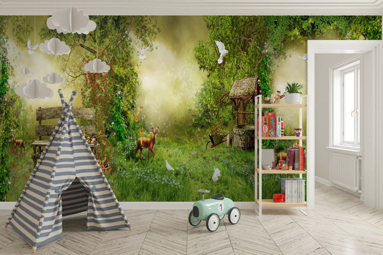 Фотошпалери чарівний будиночок серед дерев