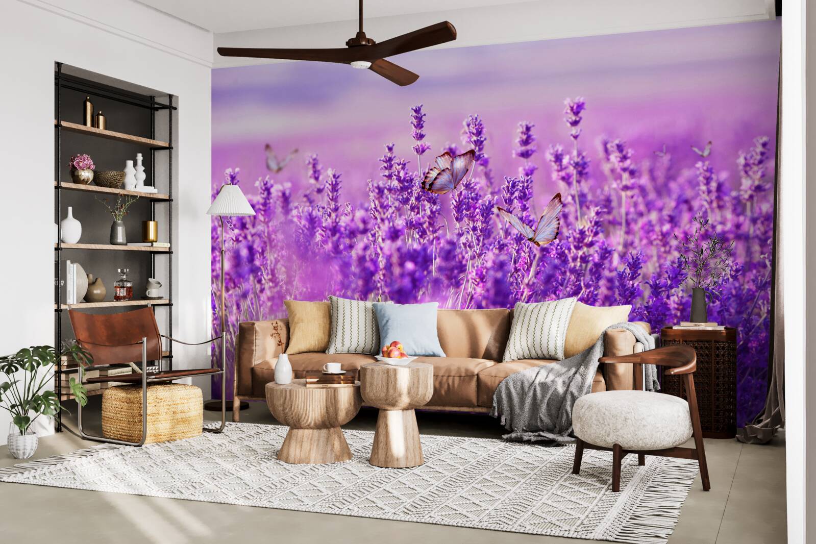 Фотошпалери лавандовий колір бузку та метелика