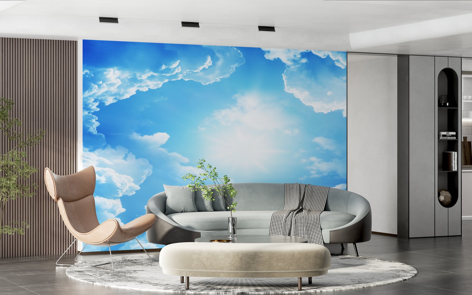 Фотошпалери заворожуюче небо освітлює яскраве сонце