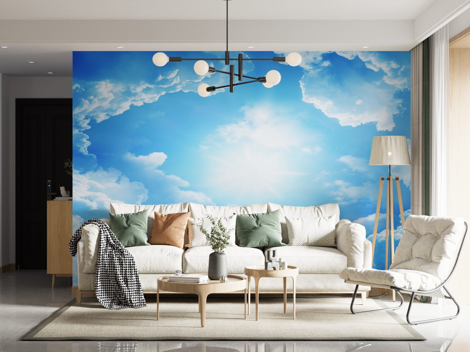 Фотошпалери заворожуюче небо освітлює яскраве сонце