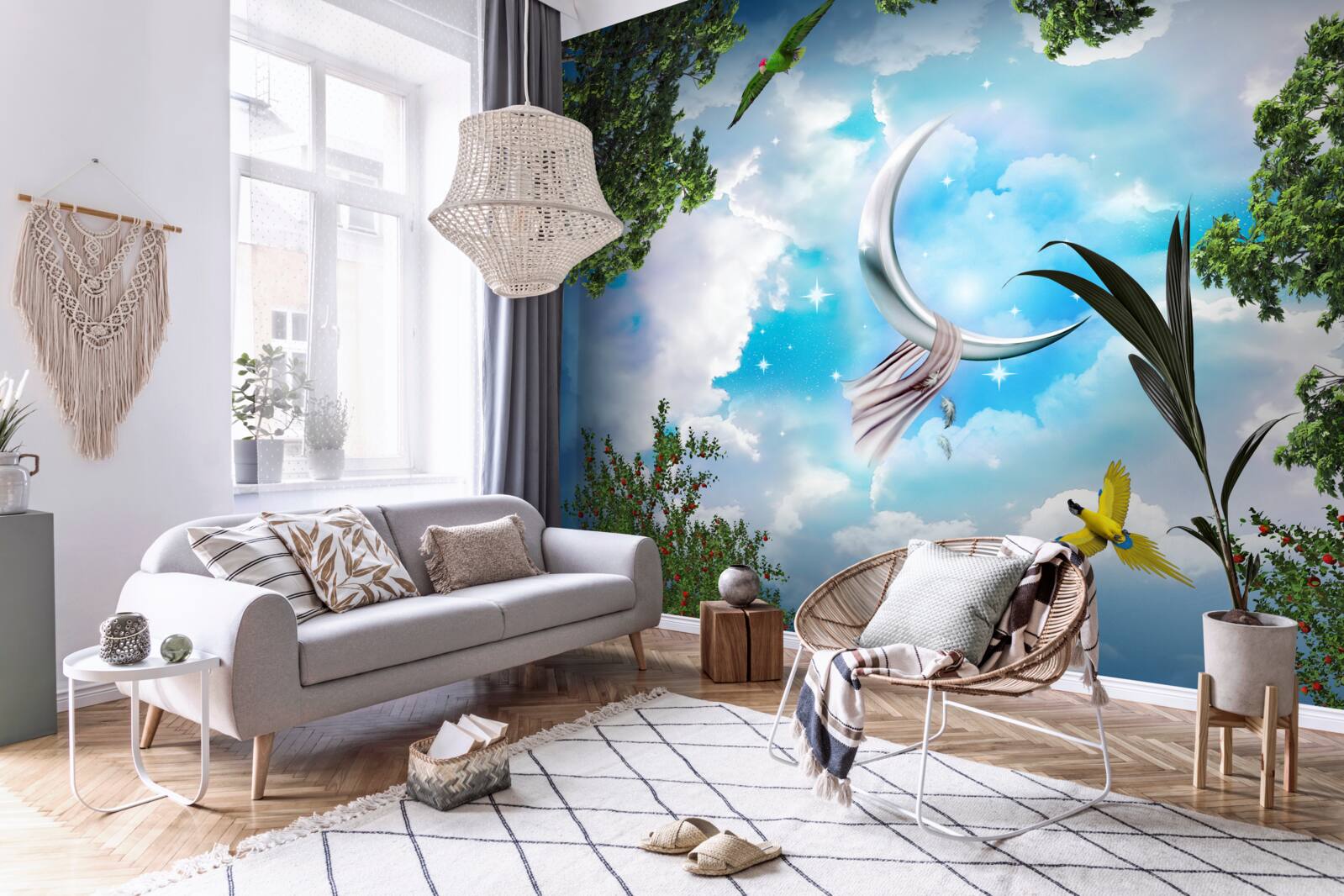 Фотошпалери з лісу видно місяць, як у казці