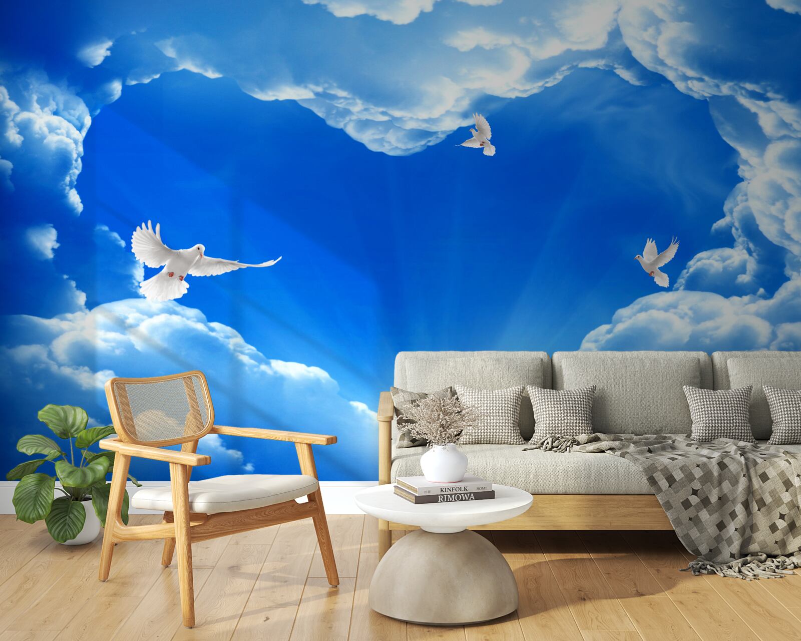 Фотошпалери сині птахи злітають у небо