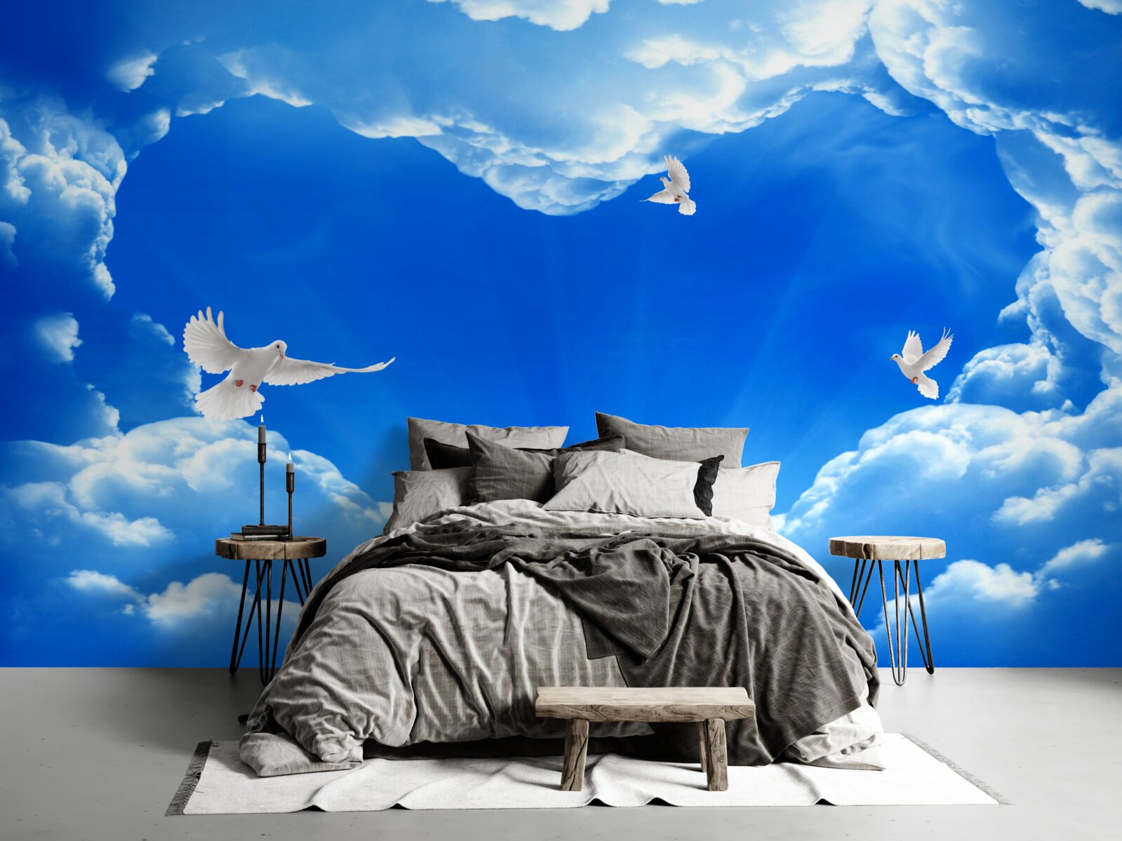 Фотошпалери сині птахи злітають у небо