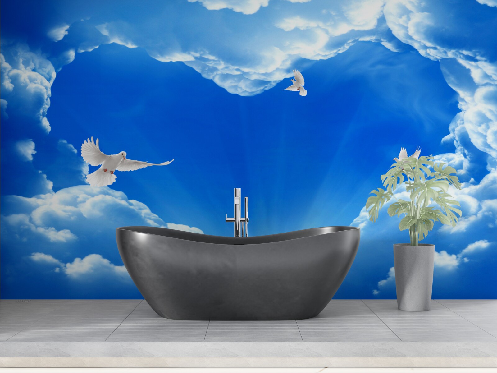 Фотошпалери сині птахи злітають у небо