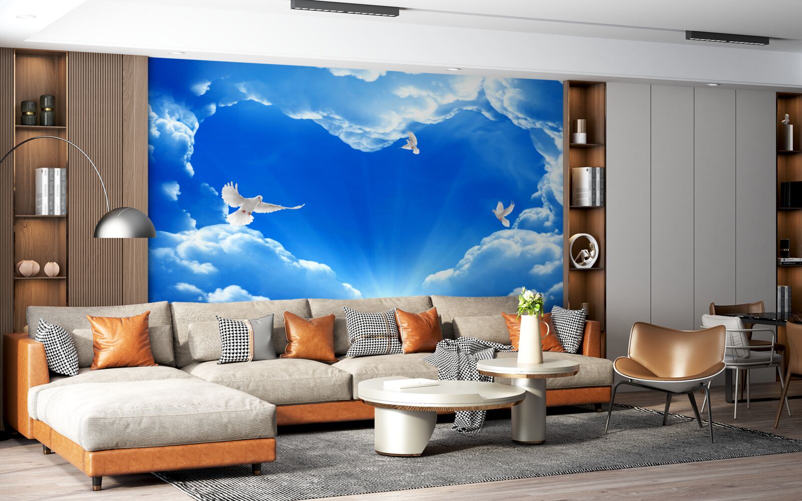 Фотошпалери сині птахи злітають у небо