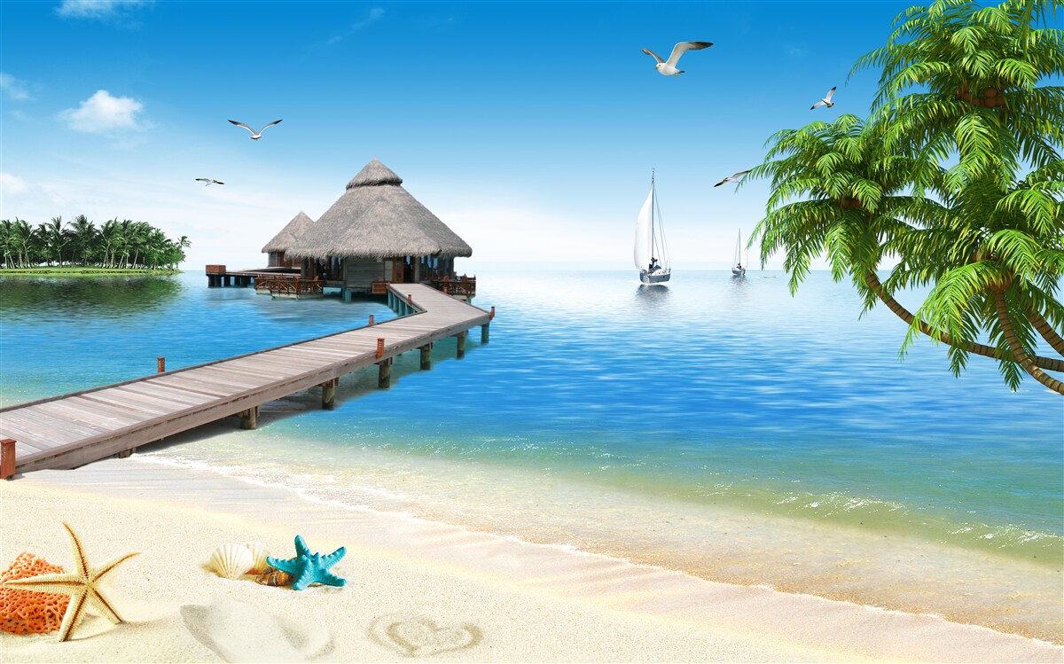 Фотошпалери тиха острівна лагуна