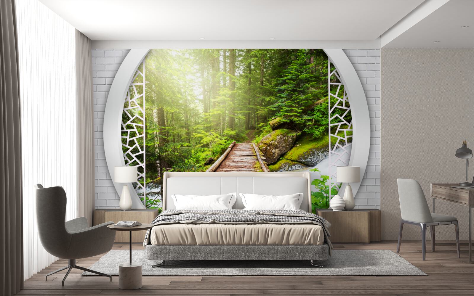 Фотошпалери Гірська стежка, що проходить через густий ліс