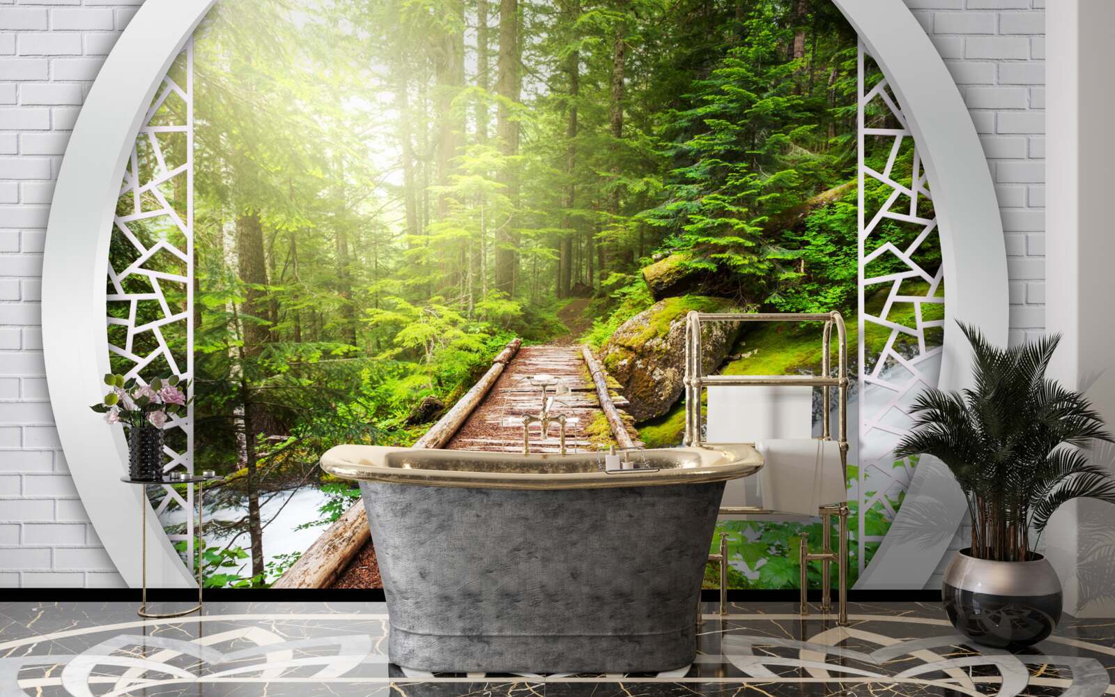 Фотошпалери Гірська стежка, що проходить через густий ліс