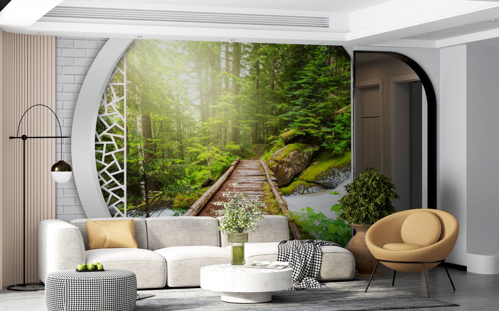 Фотошпалери Гірська стежка, що проходить через густий ліс