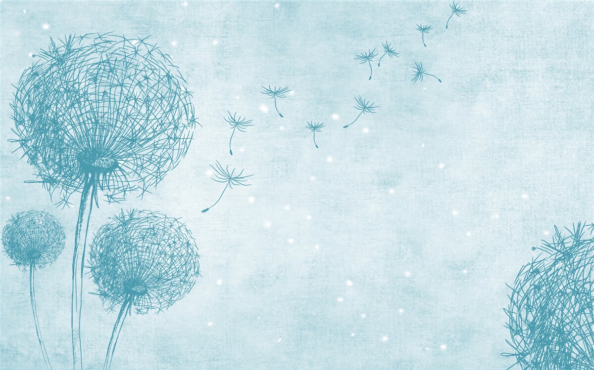 Фотошпалери кульбаби, що літають у небі