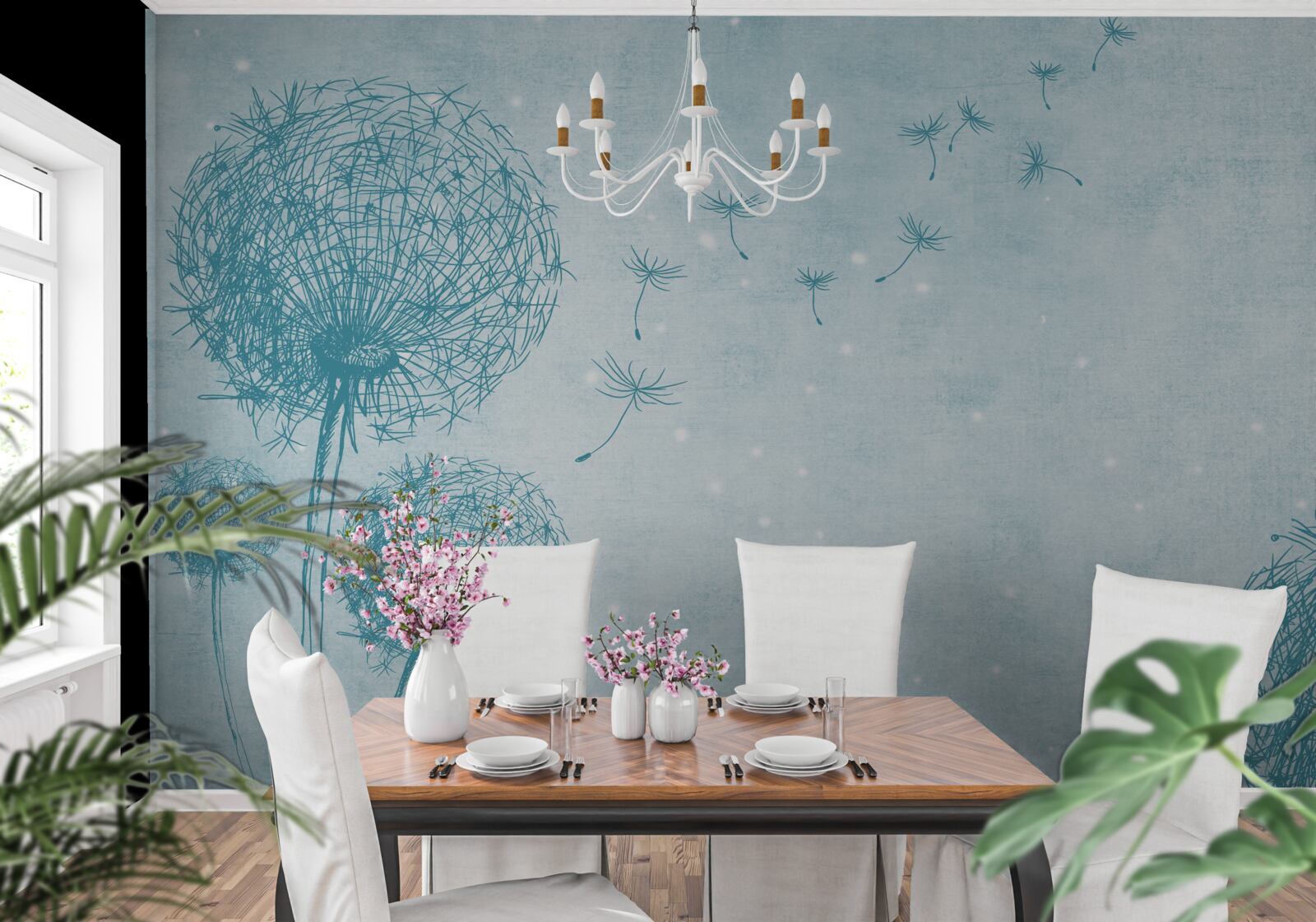 Фотошпалери кульбаби, що літають у небі