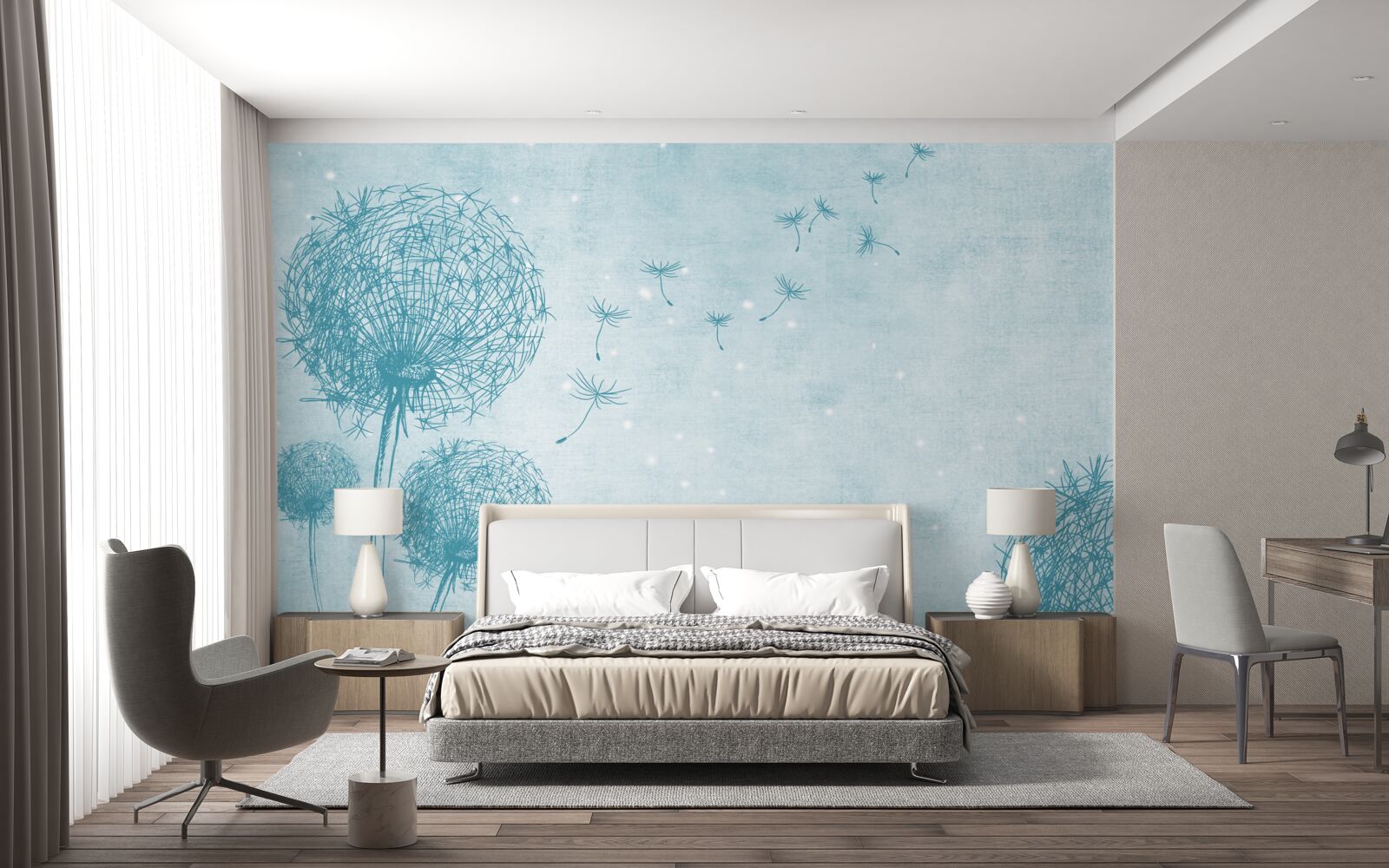 Фотошпалери кульбаби, що літають у небі