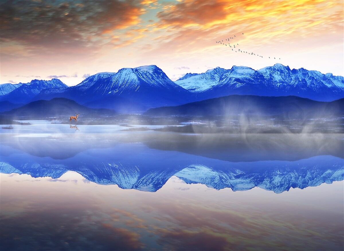 Фотошпалери туманна ковдра над нестабільною поверхнею води
