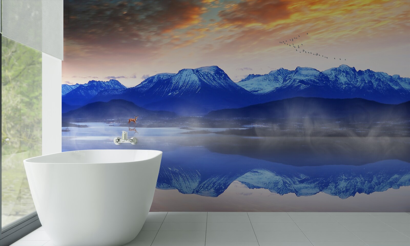 Фотошпалери туманна ковдра над нестабільною поверхнею води