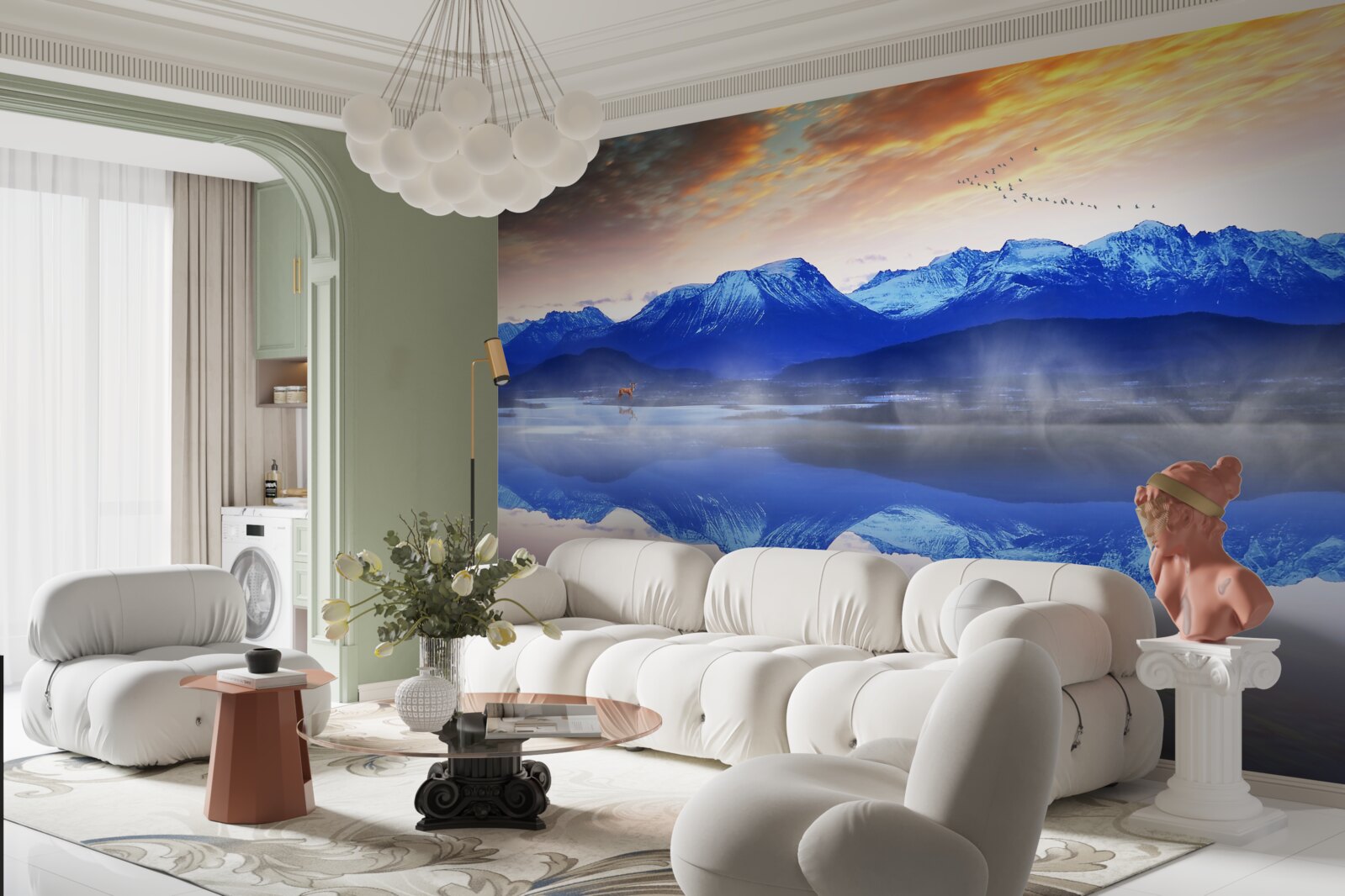 Фотошпалери туманна ковдра над нестабільною поверхнею води