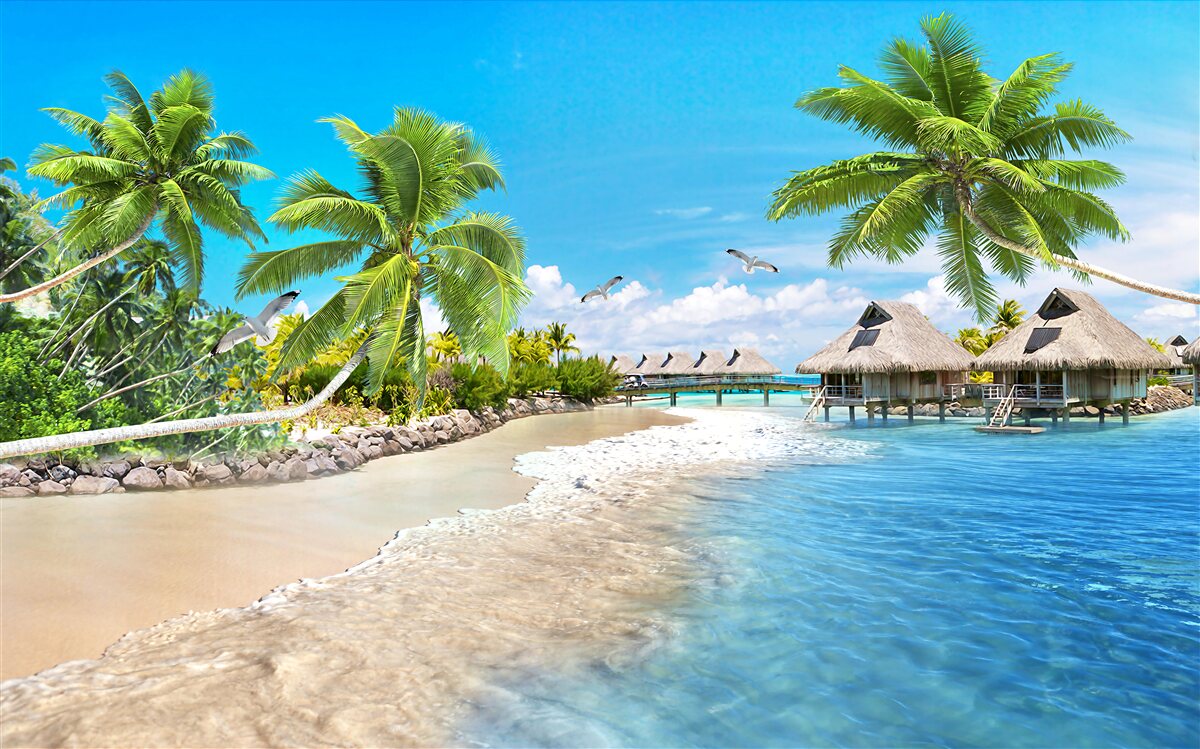 Фотошпалери морські альтанки на воді