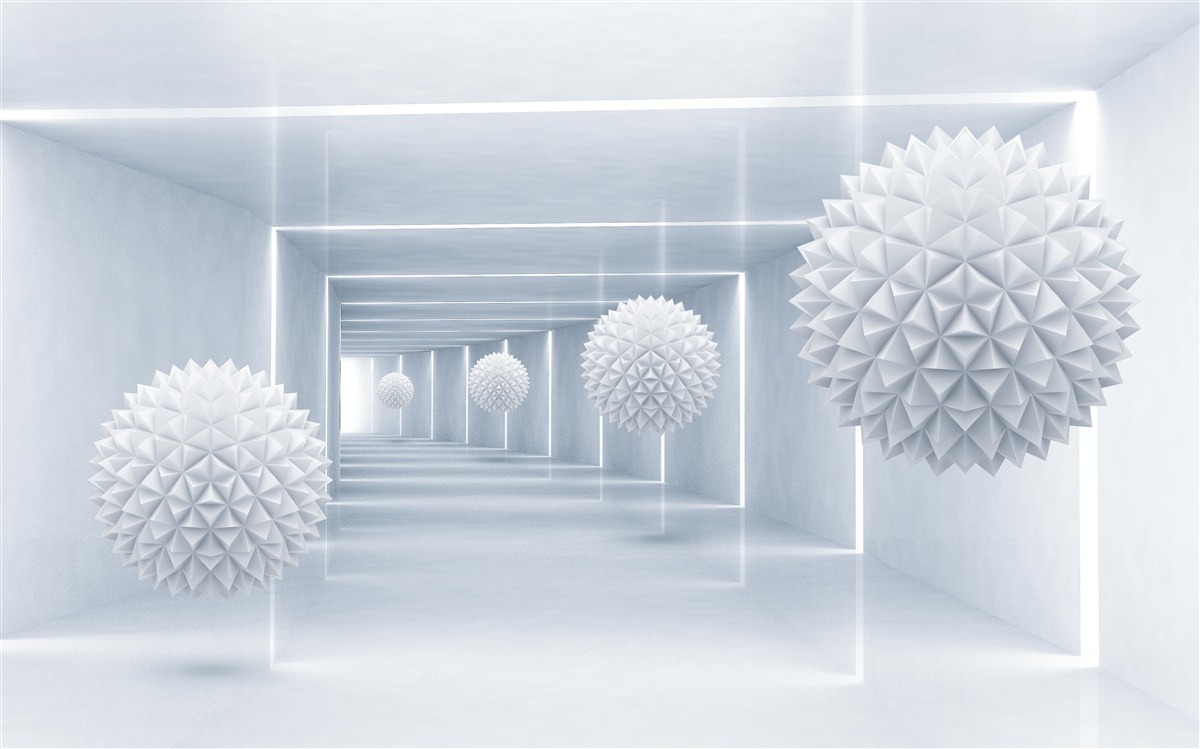 Фотошпалери сфери та тунель у візуальній перспективі