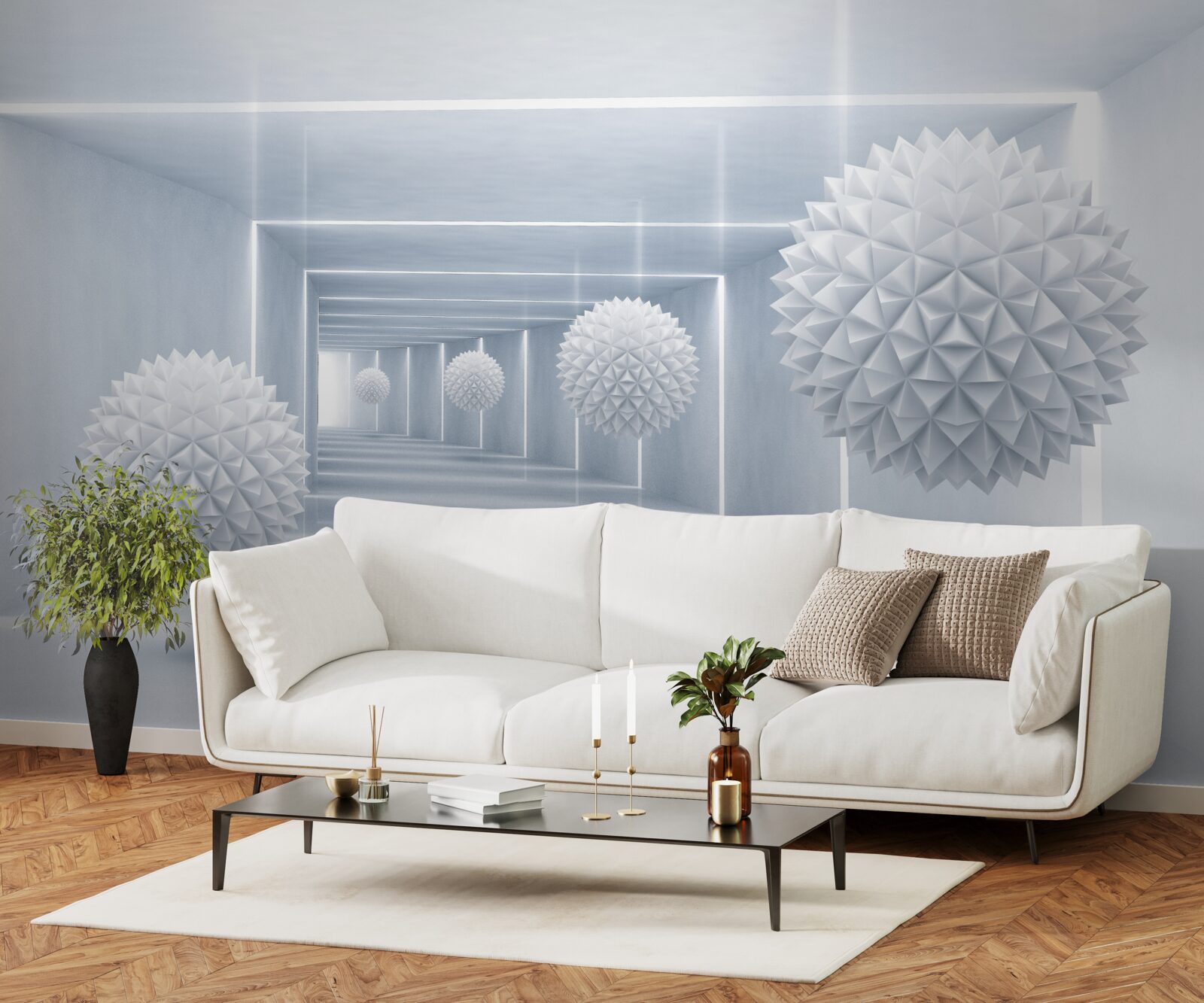 Фотошпалери сфери та тунель у візуальній перспективі