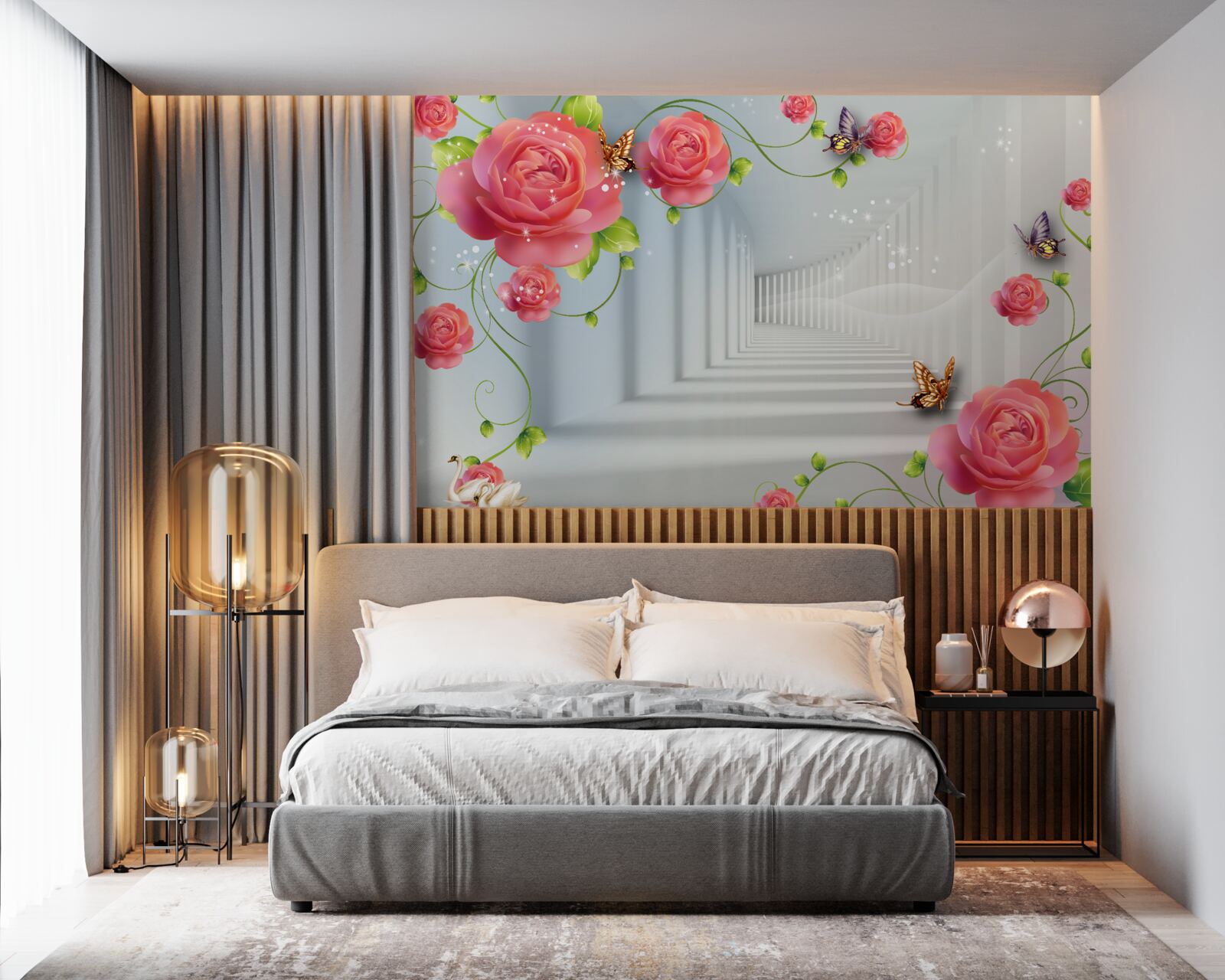 Фотошпалери перед батьками лежать червоні троянди