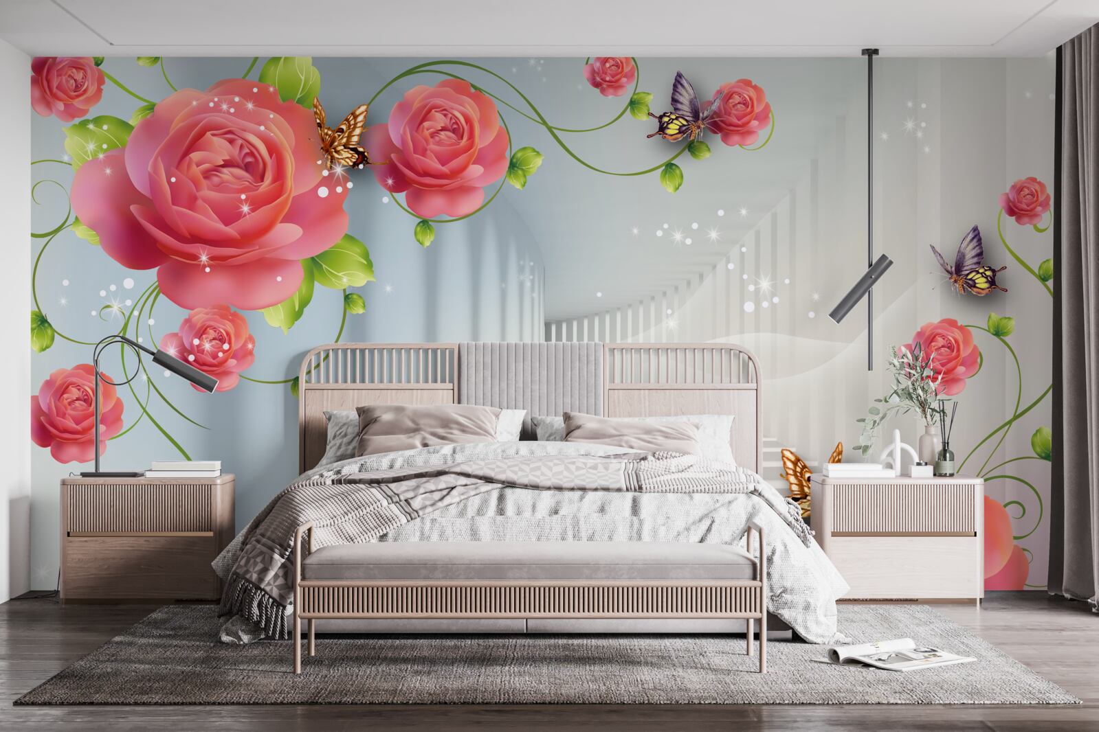 Фотошпалери перед батьками лежать червоні троянди