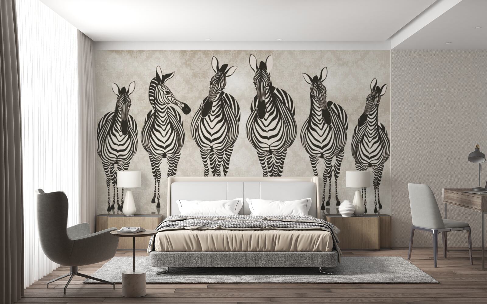 Фотошпалери група зебр прямує до свого притулку