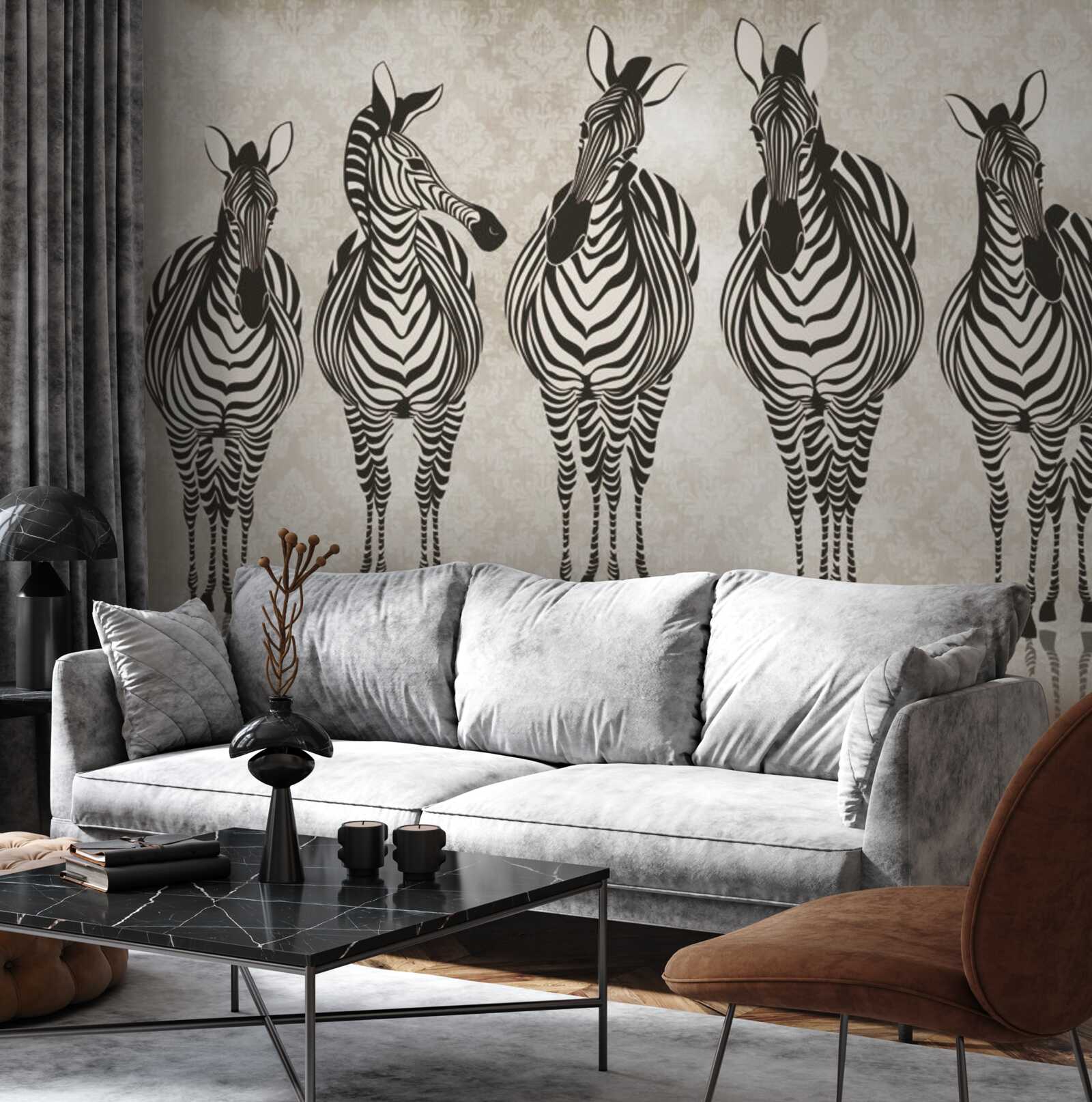 Фотошпалери група зебр прямує до свого притулку