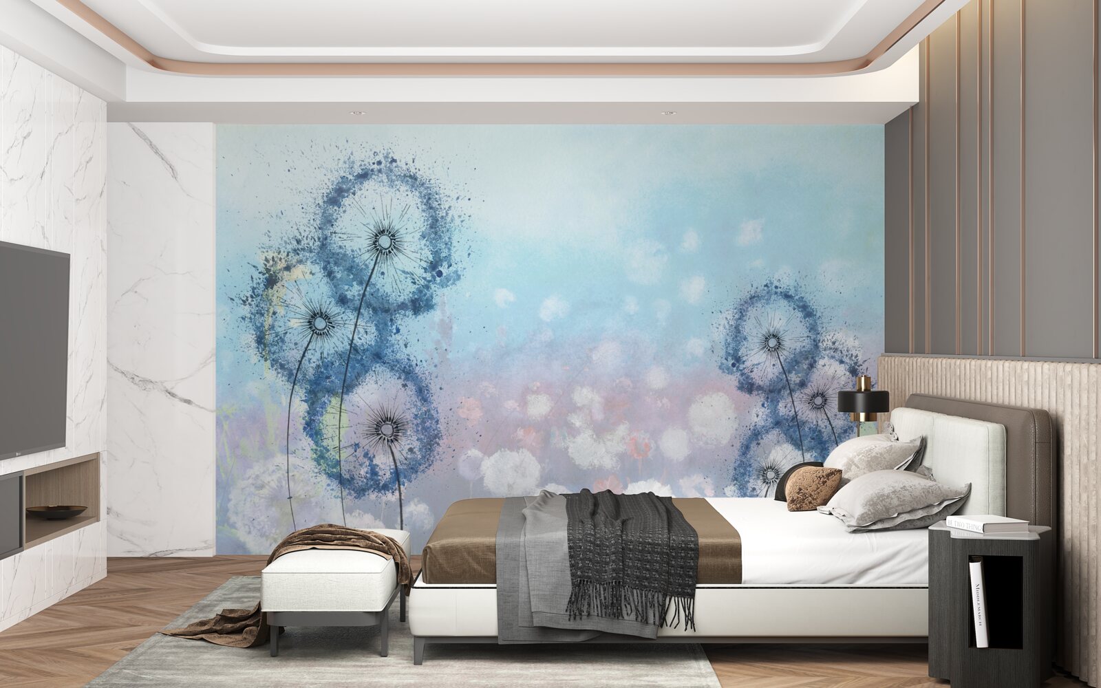 Фотошпалери незвичайні сині квіти