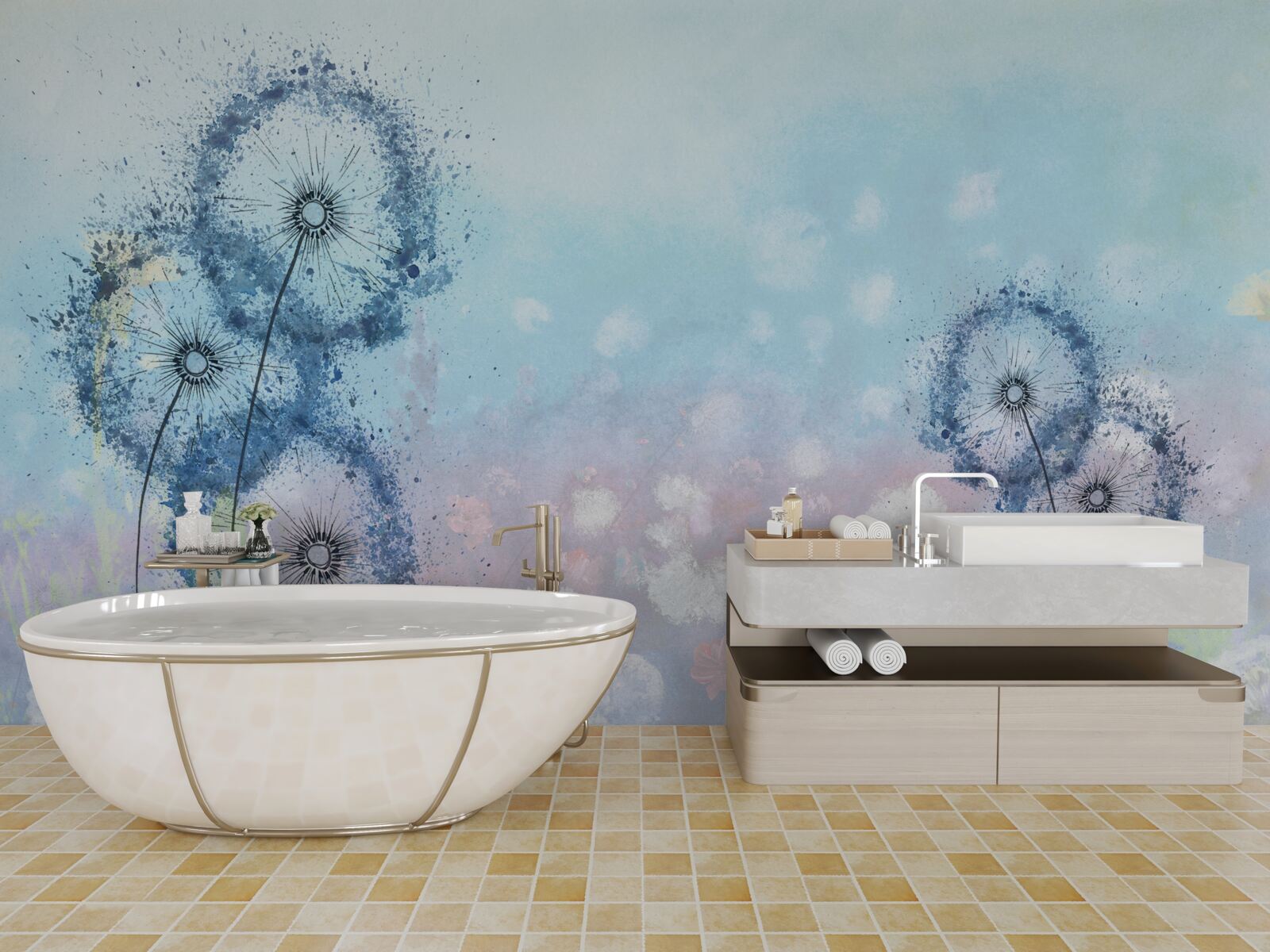 Фотошпалери незвичайні сині квіти