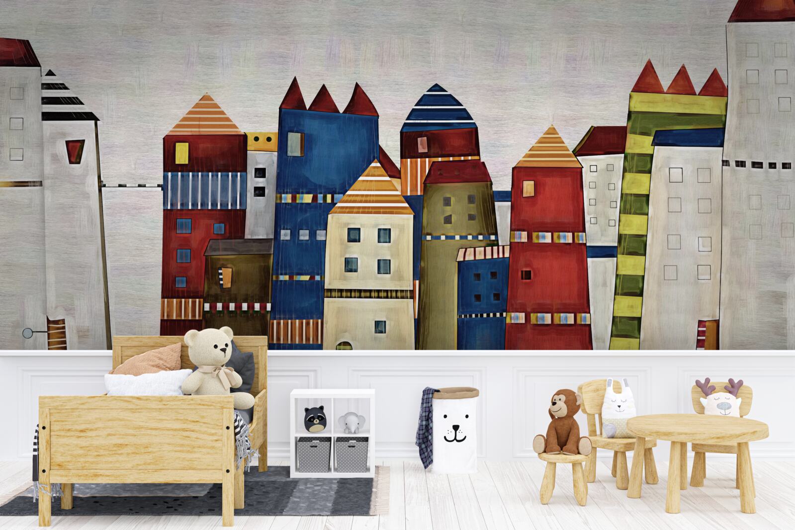 Фотошпалери різнокольорові будинки в абстрактному стилі