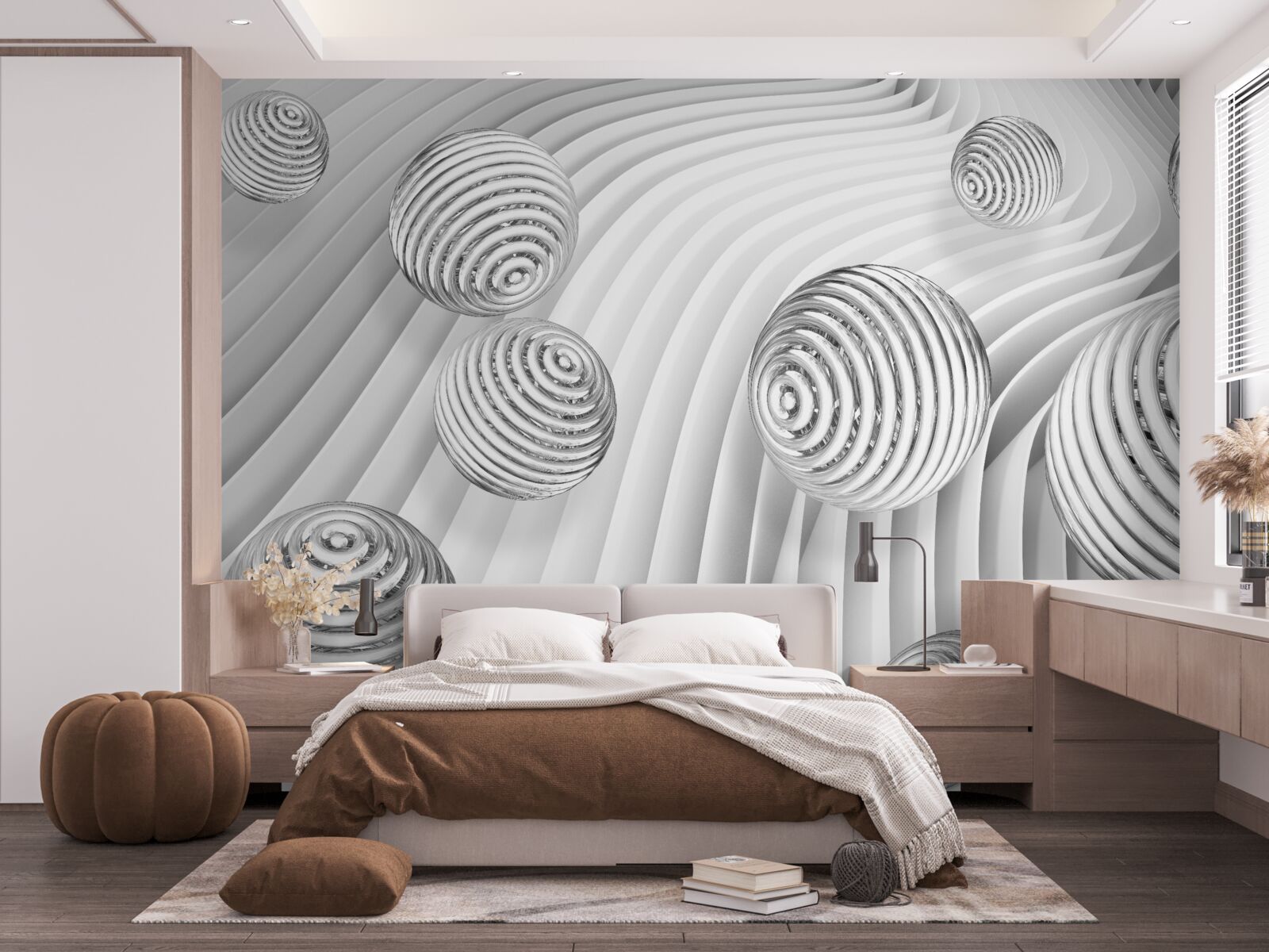 Фотошпалери кульки зі смужками плавно рухаються по поверхні