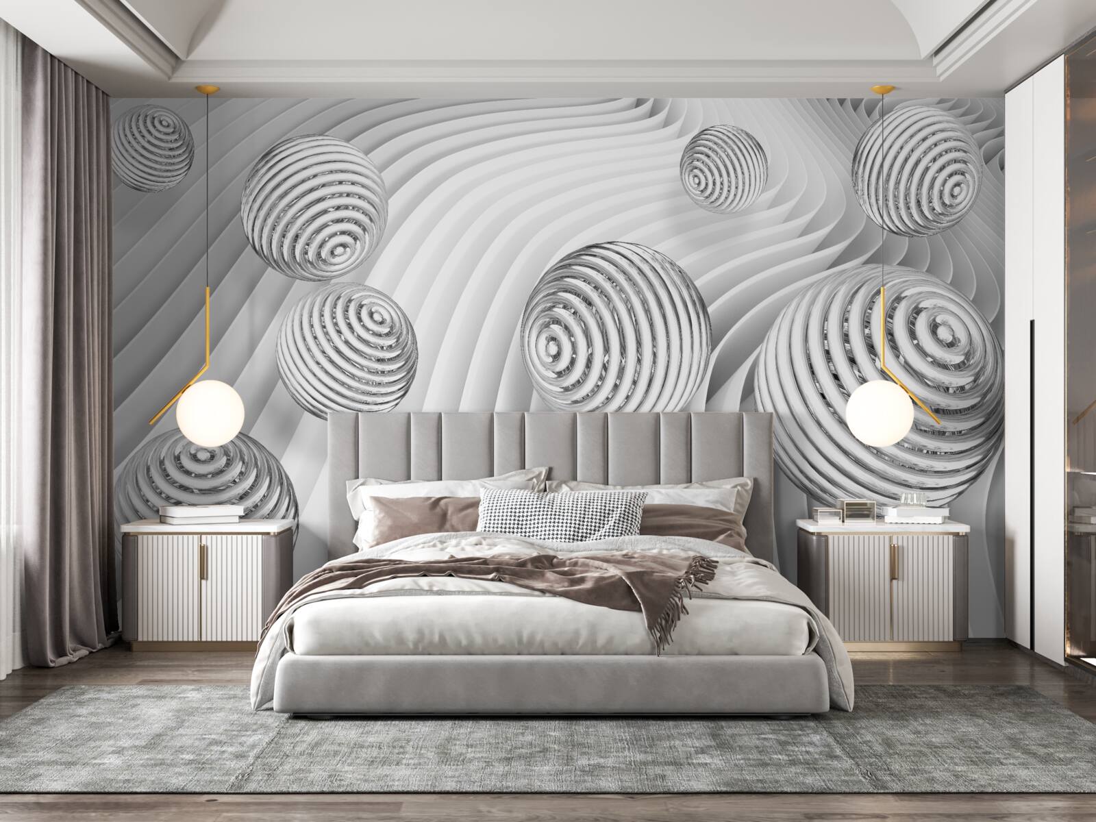 Фотошпалери кульки зі смужками плавно рухаються по поверхні