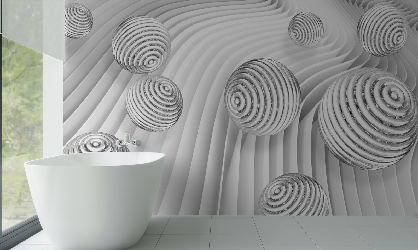 Фотошпалери кульки зі смужками плавно рухаються по поверхні