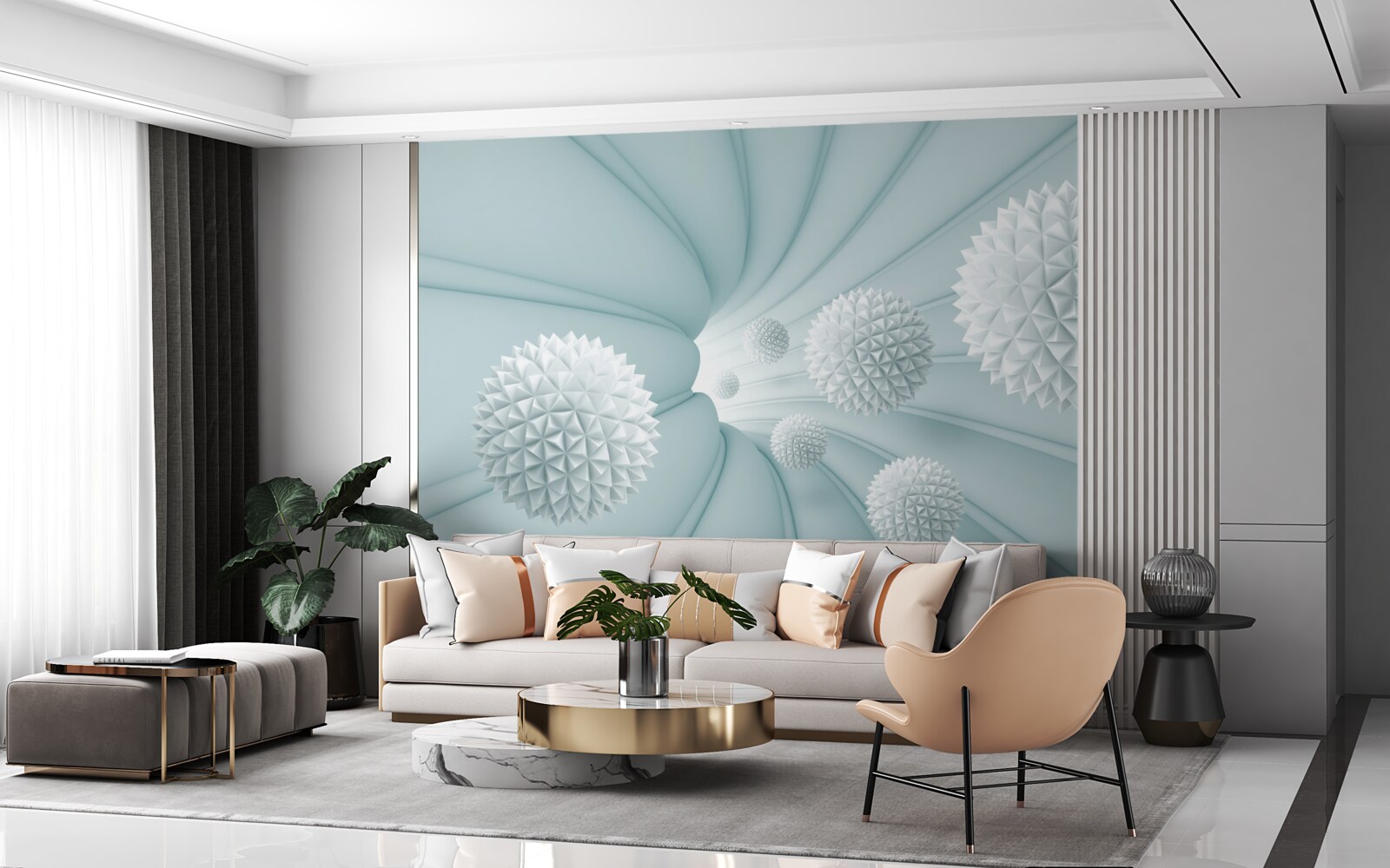 Фотошпалери кульки, що летять через тунель