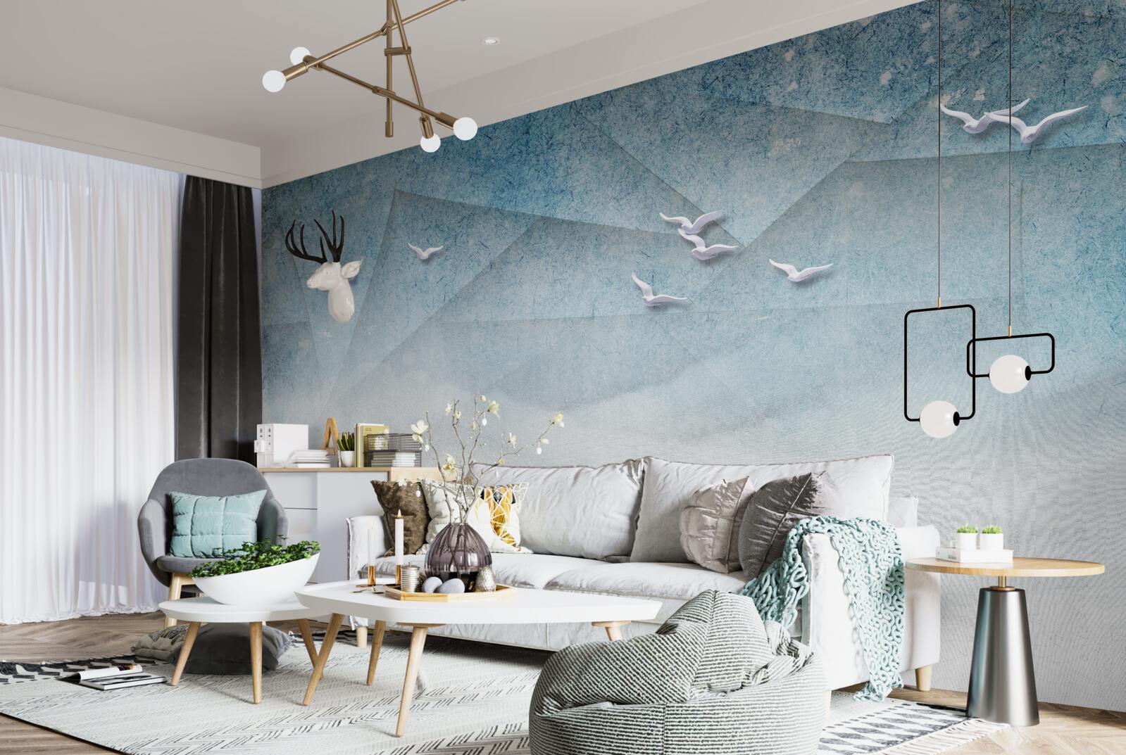 Фотошпалери ставок слугує кущовою зоною для птахів