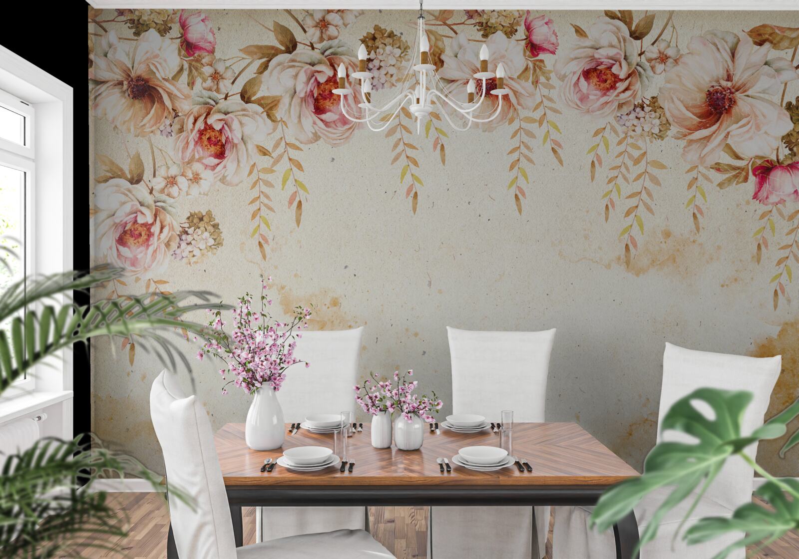 Фотошпалери великі квіткові бутони на світлому фоні