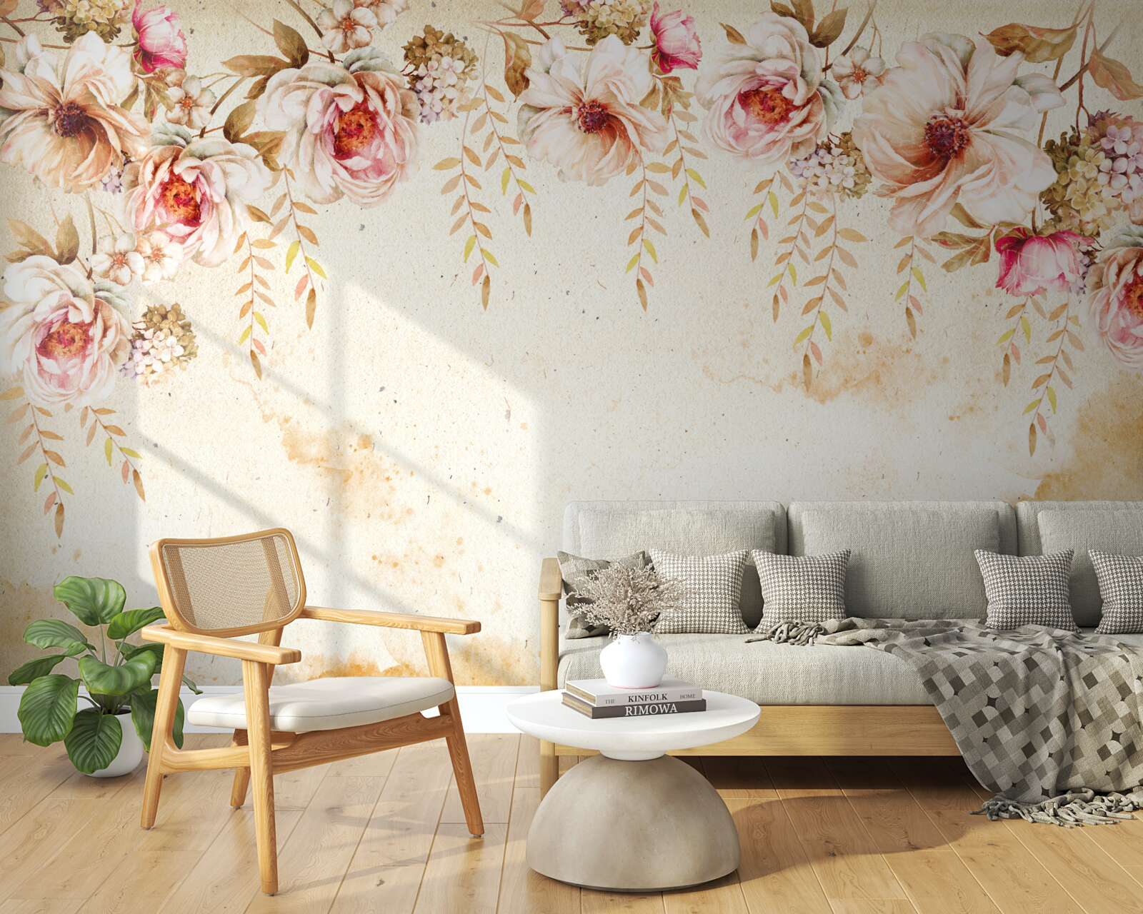 Фотошпалери великі квіткові бутони на світлому фоні