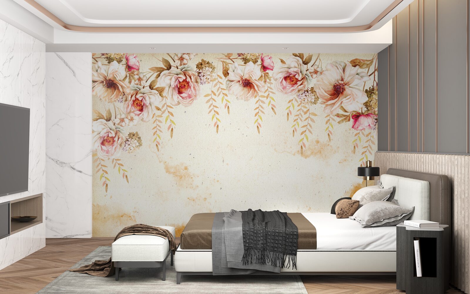 Фотошпалери великі квіткові бутони на світлому фоні