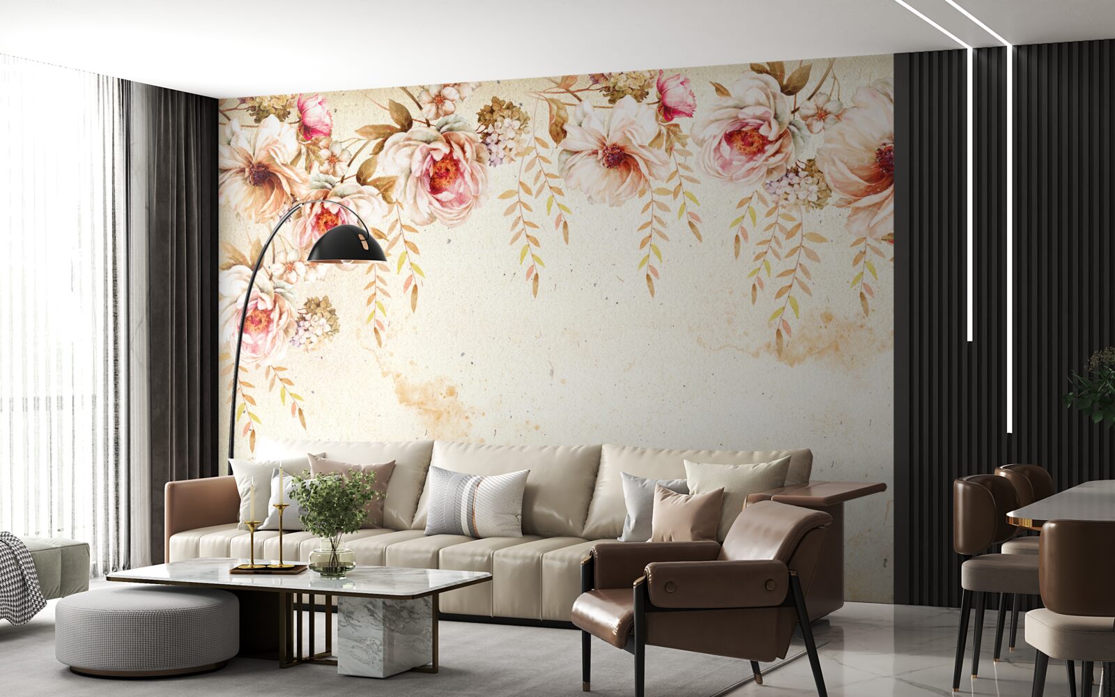 Фотошпалери великі квіткові бутони на світлому фоні