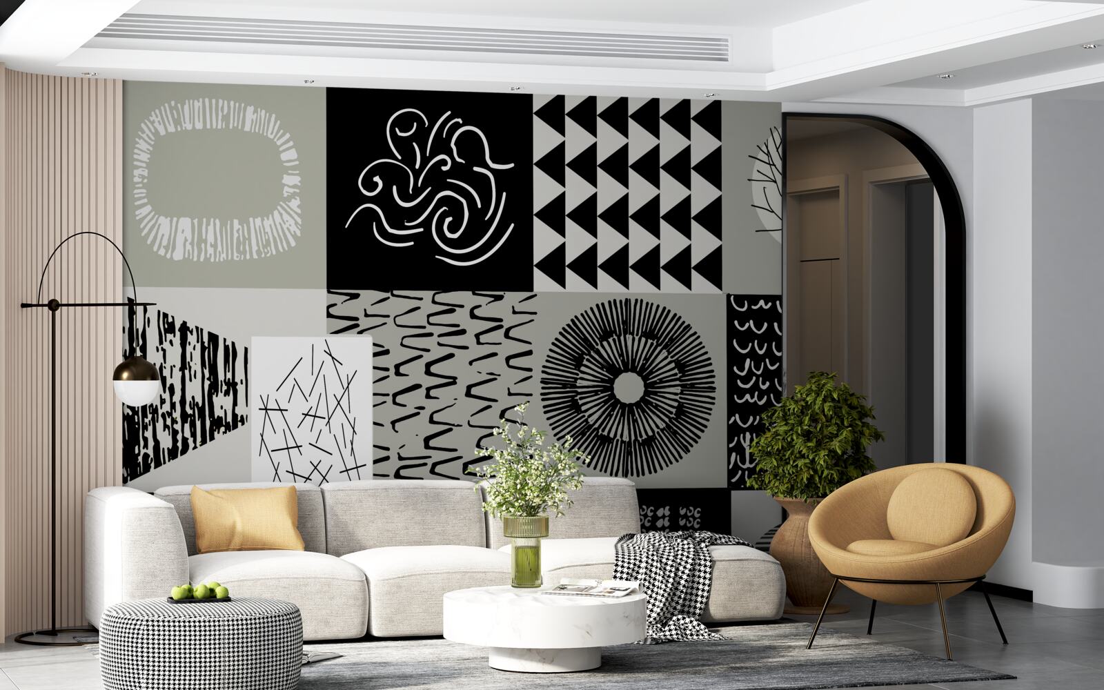 Фотошпалери мозаїчний набір у чорно-білому кольорі